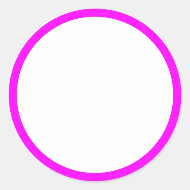 Simple White and Magenta Border Classic Round Sticker (Front)