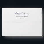 Simple White and Navy Blue 5x7 Return Address Envelope<br><div class="desc">A simple yet elegant white 5x7 return address envelope designed to complement your beach Christmas stationery. The back flap features Merry Christmas in hand-lettered script and opens to reveal a navy blue interior. Personalize the plain envelope with your return address in a clean sans serif font for a refined finish....</div>