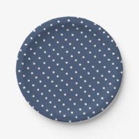 Simple White and Navy Blue Polka Dot Pattern