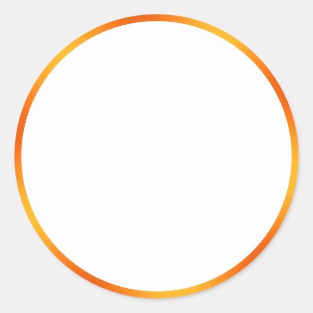Simple White and Orange Gradient Border Classic Round Sticker (Front)