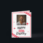 Simple White and Red Husband 60th Birthday Card<br><div class="desc">Simple White and Red Husband 60th Birthday, a funny and cool design made for anyone looking for a unique birthday card for their husband on their birthday. The design is simple and eye-catching, it features and simple frame with lines, a photo in the middle and editable text information. If you...</div>