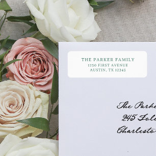 Simple White and Sage Green   Return Address Label