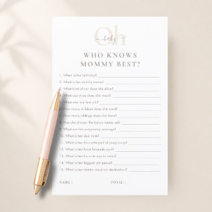 Simple White Baby Shower Who Knows Mummy Best Game