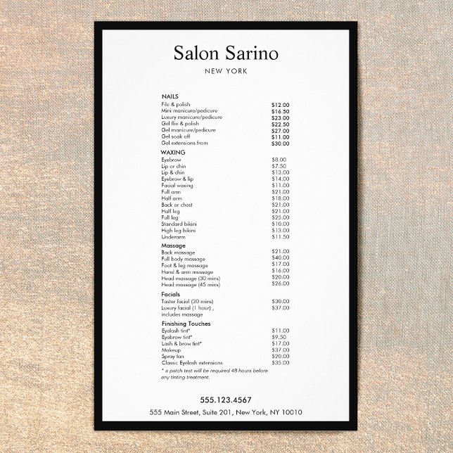 Simple White Beauty Salon Service Menu (Creator Uploaded)