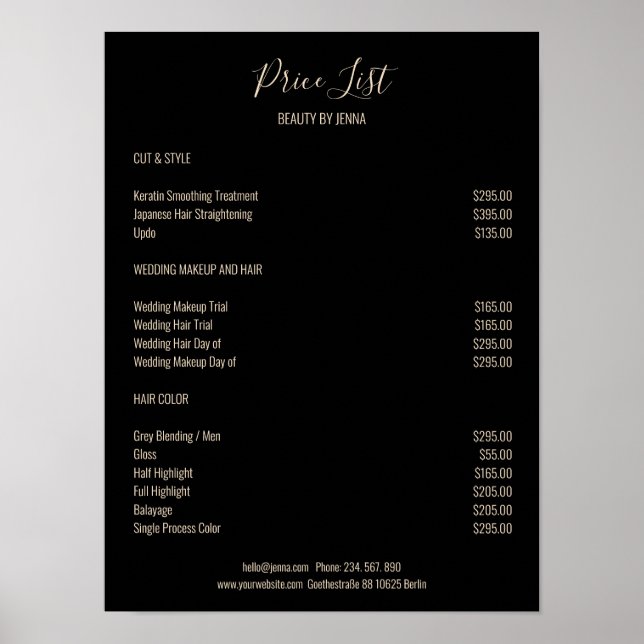 Simple  White Beige Preislisten Poster (Front)