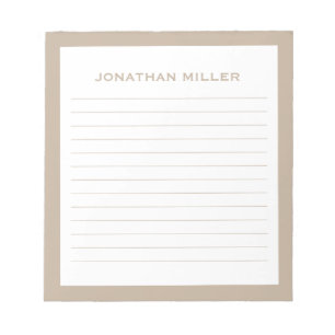 Simple White Beige Typographic Name Lined Notepad
