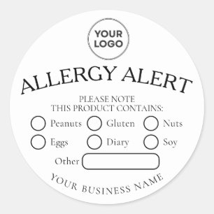 Simple White Black Allergy Alert Sticker