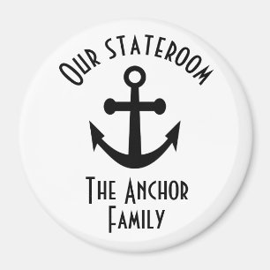 Simple White Black Anchor Stateroom Door Marker Magnet