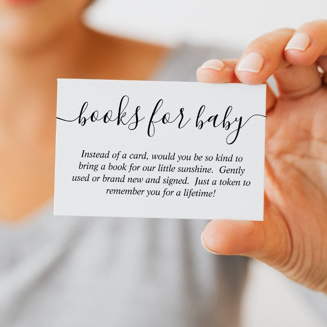 Simple White & Black Book Request Baby Shower Enclosure Card (Simple White & Black Book Request Baby Shower Enclosure Card)