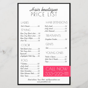 Simple White Black Border Hair Cut Price List Flyer