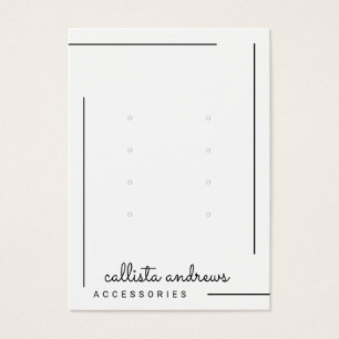 Simple White Black Border Script Earrings Display