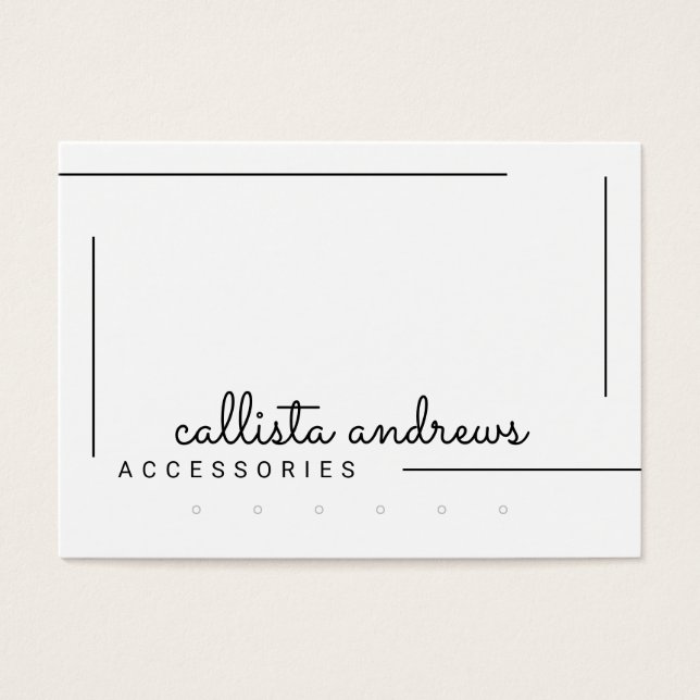 Simple White Black Border Script Earrings Display (Front)