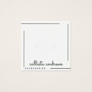 Simple White Black Border Script Earrings Display