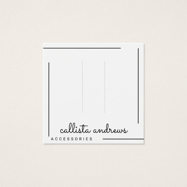 Simple White Black Border Script Hair Clip Display (Front)