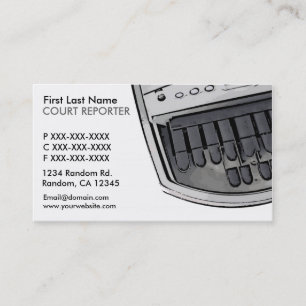 Simple white black court reporter business cards