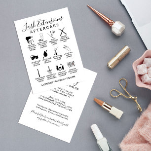 Simple White Black Lash Extensions Aftercare Icon Business Card