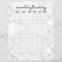 Simple White Black Marble Business Inventory