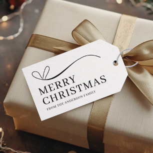 Simple white black modern Merry Christmas Gift Tags