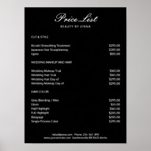 Simple White Black price lists Poster