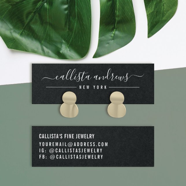 Simple White Black Script Earring Display Card (Creator Uploaded)