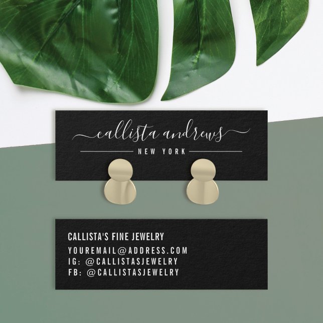 Simple White Black Script Earring Display Card (Creator Uploaded)