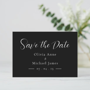 Simple White & Black Script Save the Date