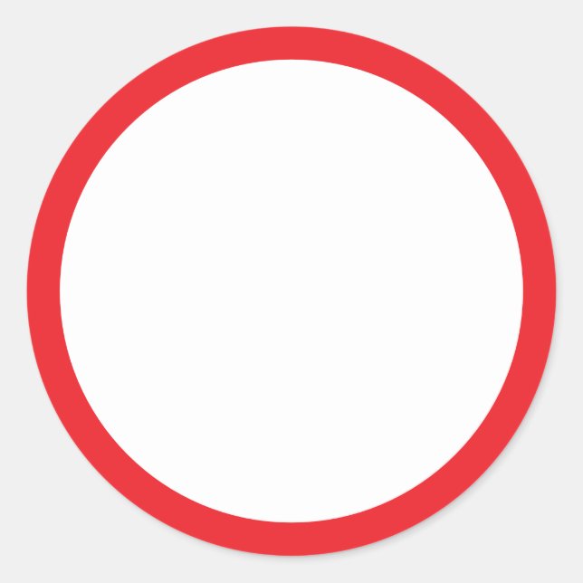 Simple White Blank with Red Border Classic Round Sticker (Front)