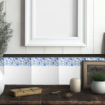Simple White Blue Floral Border Edge Ceramic Tile<br><div class="desc">A simple white tile with blue floral design edge,  these tiles are reminiscent of French cottages and cosy spaces. A unique addition to kitchen or bathroom backsplashes.</div>