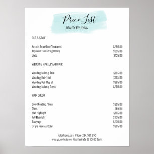 Simple White Blue Preislisten Poster