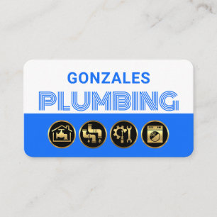 Simple White Blue Water Plumbing Business Card