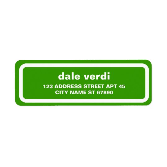 Simple White Border Return Address Label, Green Return Address Label