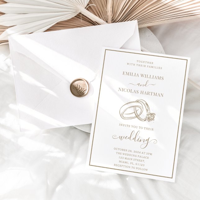 Simple White & Brown Elegant Wedding Invitation (Creator Uploaded)