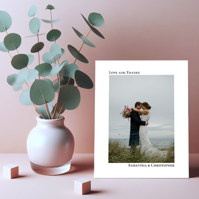 Simple White BUDGET Wedding Photo Thank You Card (Creator Uploaded)