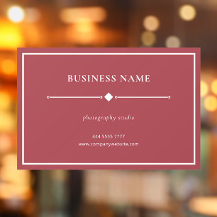 Simple White Business Office Name on Dusty Red