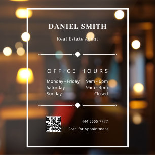 Simple White Business Office QR Code Office Hours