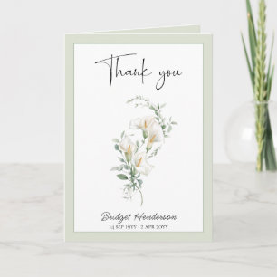 Simple White Calla Lily Eucalyptus Sympathy Thank You Card