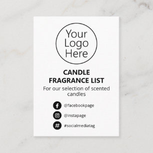 Simple White Candle Scent List Logo Business Card