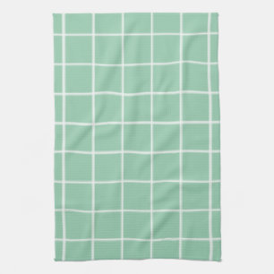 Simple white check fabric mint Kitchen Towel