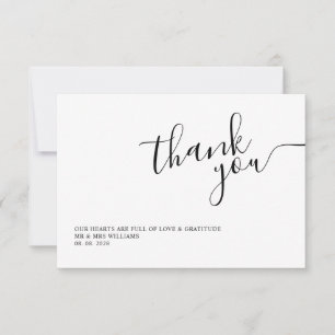 Simple White Chic Calligraphy  Thank You Card