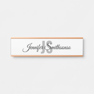 Simple White Classic Monogram Script Door Sign