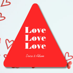 Simple White Clean 3 x Love Neon Red Triangle Sticker