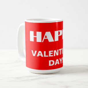 Simple White Clean Happy Valentines Day   Neon Red Coffee Mug