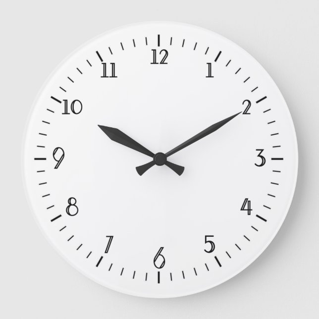 Simple White Clock With Black Numbers (Front)