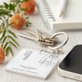 Simple  White Coat Ceremony  Congratulations Key Ring