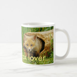 simple white cup with fox cub