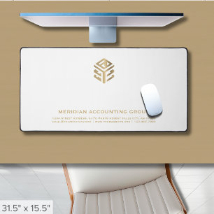 Simple White Custom Logo Desk Mat