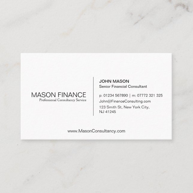 Simple White Customisable Business Card Template (Front)
