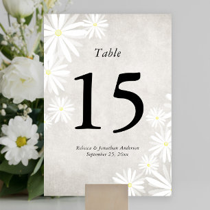 Simple White Daisies Rustic Boho Table Number Card