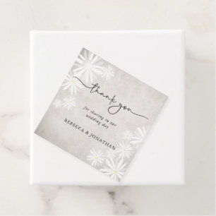 Simple White Daisies Rustic Boho Wedding Favour Tags