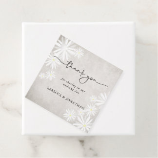 Simple White Daisies Rustic Boho Wedding Favour Tags
